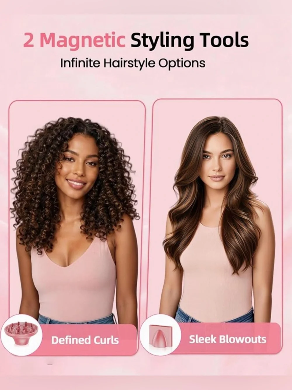 Pink Ionic High Speed Brushless Motor Hair Dryer With Diffuser